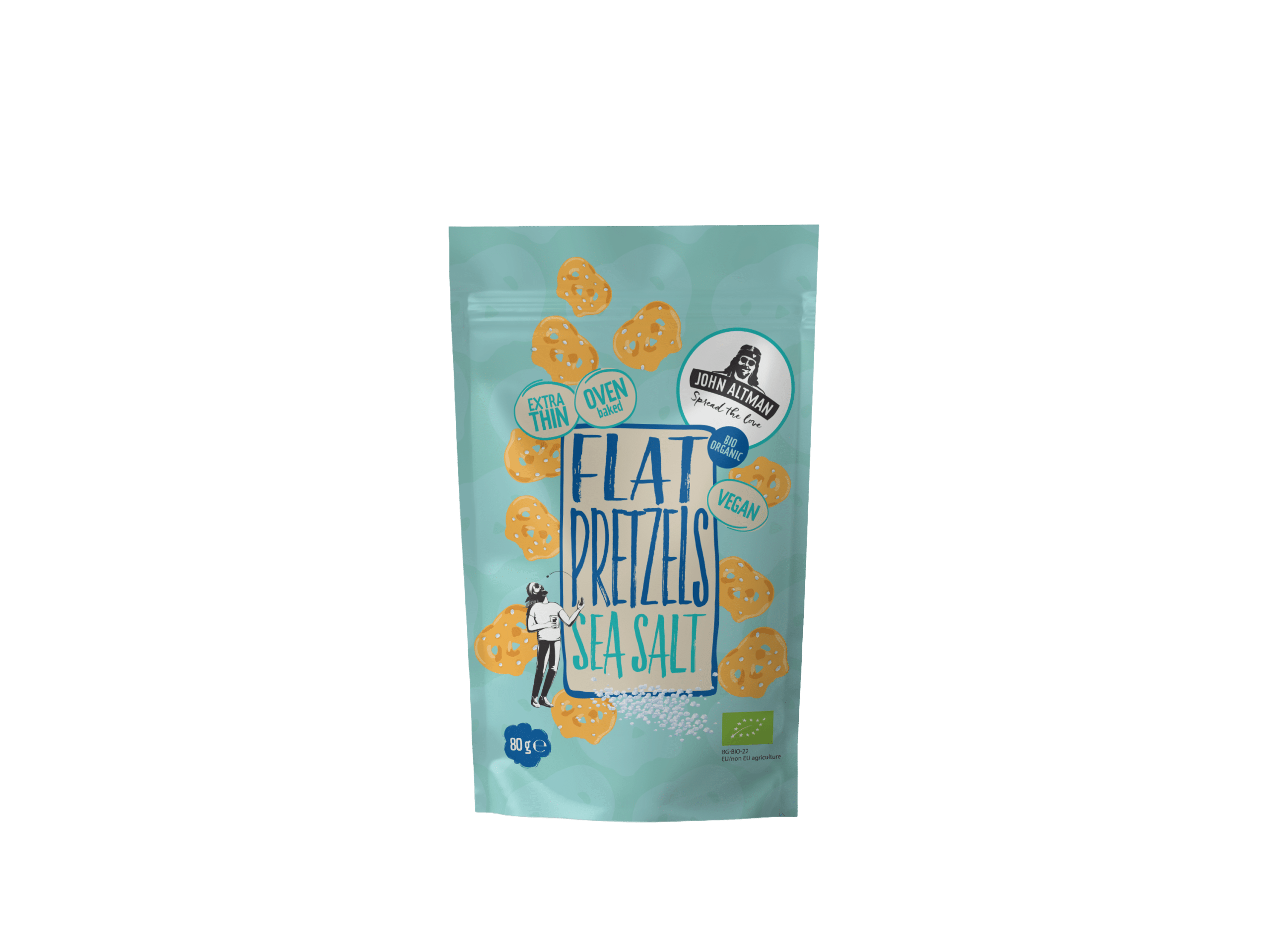 John Altman John Altman Biologische Flat Pretzels Sea Salt 80g - Afbeelding 1